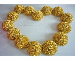 40CM Gold Artificial Encryption Rose Silk Flower Kissing Balls Hanging Ball Christmas Ornaments Birthday Wedding Decoration