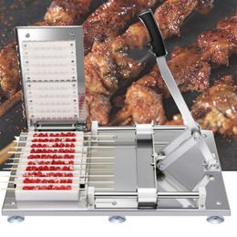 High-Quality Manual Satay Skewer Machine BBQ Stainless Steel Mutton Kebab Lamb Skewer Tools Meat Wear String Machine