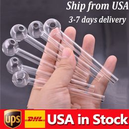 STOCK IN USA Pyrex Glass Oil Burner Pipe high quality 4inch glass tube smoking water pipes Smoking Accessories 3-7 Days Delivery