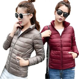 Women Winter Coat 2018 New Ultra Light White Duck Down Jacket Slim Women Winter Puffer Jacket Portable Windproof Down Coat S-6XL T200107