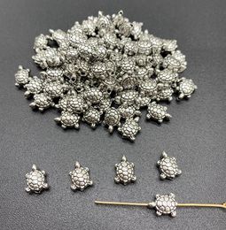 100pcs/lot Antique Silver Tortoise Sea turtle beads Spacers Beads Jewerly Accessories For Jewellery Making DIY 10x8mm