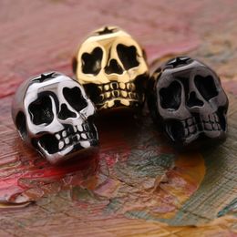 Metal Jewellery Making Charms Gold/Silver/Black Plated 14*11MM Stainless Steel Skull Charm with Hole