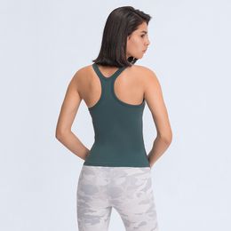 Sleeveless Yoga Vest T-shirt Solid Colors Summer Breathable Women Tight Comfortable Fashion Outdoor Yoga Bra Tanks Sports Running Gym Tops Clothes