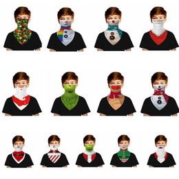 Christmas Masks Children Ear Triangle Scarf Santa Claus Face Mask Outdoor Sports Protective Masks Washable Breathable Face Cover ZGY799