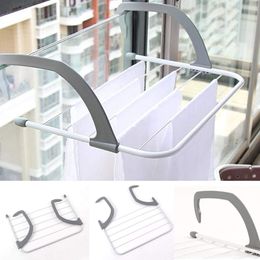 1pc Stainless Steel Drying Shoe Rack Portable Multi-function Window Laundry Balcony Towel Clothes Diaper Dryer Storage Rack Y200407