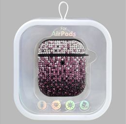 Gradient Diamond Airpods Case Bling Glitter Full Cover Earphone Protector for Airpods 1/2 3 pro Bluetooth Wireless Headset with Retail Box