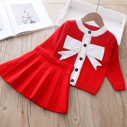 Baby Girls Clothes Autumn Girls Clothes Set Cardigan + Pleated Skirt 2 Pcs Outfit Baby Sweater Dress Kids Clothes