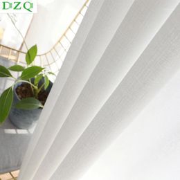 Curtain & Drapes Linen Thicken Tulle Window Curtains For Living Room Sheer Bedroom Solid Colour Voile Fabric Blinds Drapes1