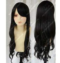 100% real hair! Fashion long black beautiful wavy curly wig