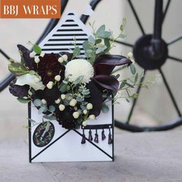 BBJ WRAPS Lovely Hand Hold Envelope Flower Pot Bouquet Packaging Florist Valentine's Day Festival Rose Boxes 5pcs/lot