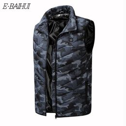 E-BAIHUI Fashion Brand Men's Heating Vest Coats Winter New Men Casual Cotton Vest Jacket Tops Smart USB Charging Vests Coat Male