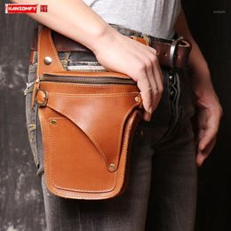 Waist Bags Wear Belt Cow Head Bag Phone Men's First Layer Cowhide The Large Capacity Multifunctional Leather Sandwich Pocket1