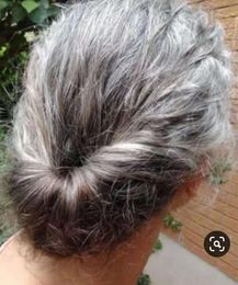 grey wavy hair Australia - DIVA Long wavy grey drawstring pony clip in softly human dark ash hair extension silver gray updo bun afro puff