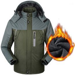Men's Jackets Winter Thickened Men Outdoor Polyester Fibre Fleece Lining Warm Coat Waterproof Windproof Detachable Hood Outwear Coats1