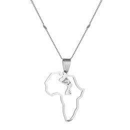 Africa Map Egypt Queen Pendant Necklaces For Women Men Chain Jewelry