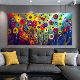 Abstract Colourful Flower Oil Painting Printed On Canvas Prints Wall Art Pictures For Living Room Modern Home Decor Frameless