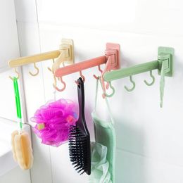 Hooks & Rails Kitchen Rotatable Adhesive Hook Wall Door Stick Bathroom Toilet Nail Free Rack Home Organisation And Storage Tools1