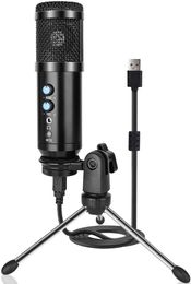USB Microphone, Metal Condenser Recording Microphone for Laptop MAC or Windows Cardioid Studio Recording Vocals, Streaming Broadcast