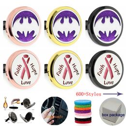 600+ DESIGNS 30mm Rose gold Black Aromatherapy Essential Oil Diffuser Locket Magnet Opening Car Air Freshener With Vent Clip(Free 10 felt pads)W5