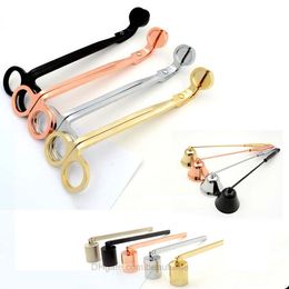 Candle Wick Trimmer Cutter Wick Dipper Stainless Steel Snuffers 17cm Rose Gold Scissors Oil Lamp Trim Cutter Snuffer Tool Hook Clipper Cover