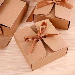 Square Kraft Paper Box Cardboard Package Valentine's Day Gift Candy Storage Boxes With Ribbons Creative Custom Love Box H1231