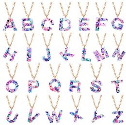 26 letters Pendant Necklaces Charm Multicolor English alphabet Necklace Women Fashion Clavicle Chain Necklace Jewellery Gift