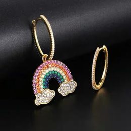 S925c pure silver sweet rainbow Earrings Lucky lady Colour Earrings Popular high end Fashion Perfect gift Free shipping party extravagant