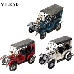 VILEAD 13cm Iron Classic Car Model 3 Colours Vintage Car Figurine Home Decor Creative Souvenirs Gift for Kids Office Decoration T200703
