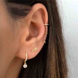 Simple Round Circle Crystal Hoop Earrings Gold Silver Pendientes 925 Sterling Silver Chic Zircon Stone Women Earrings