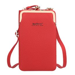 Baellerry Messenger Bag Ladies Vertical Joker Shoulder Bag Fashion Lychee Mobile Phone Bag Korean Wallet Women
