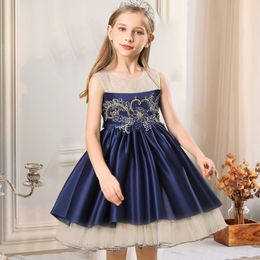Girl's Dresses Bead Children Tutu Elegant Party Wedding Princess Dress Christmas Prom Ball Gown Clothing 8 10 Y
