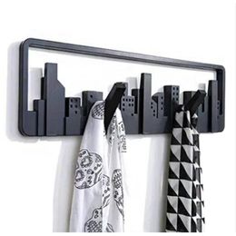 Skyline Design decorative Multi Wall Mounted Hook with 5 Flip-down Hooks Wall Decor Clothes Hanger for Storage Key Bag Umbrella Y200108