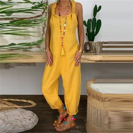 Women's Beach Sleeveless Bohemian Holiday Long Jumpsuit Casual Loose Jumpsuit Women Casual Backless Jumpsuit Loose Romper T200303