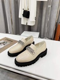 stylishbox- 2022010501Y 40/41 GENUINE LEATHER CHAIN LOAFER PLATFORM shoes BLACK IVORY PATENT LEATHER CALF SKIN MUST HAVE CASUAL WORK SCHOOL