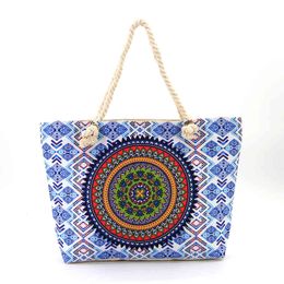 2022 Summer Fashion Style with Rope Handle Beach Bag Women's Bags Custom Printed Tot Bag Purse Handbag