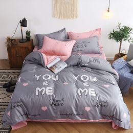 Nordic Duvet Cover King Size Bedding Set Unicorn Heart Quilt Cover Bed Sheet Single Double Queen Pillowcase Bed Linens LJ201015