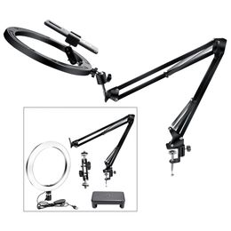 Ring Fill Light 10 Inch 26Cm Ring Lamp 3200-5500K With Arm Stand Manicure Light With Stand For Phone Camera Pro Studio Light