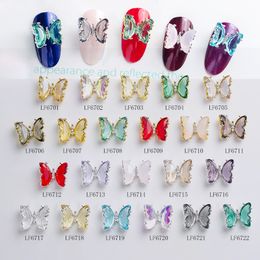 NAR004 22 styles 3D Colourful Butterfly Charm Ornaments Nail Art Rhinestones Decoration Pixie DIY Nails Crystal Accessories