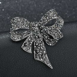 Crystal Rhinestone Bow Brooches Pin for Women Large Bowknot Brooch Pin Vintage Fashion Jewelry Winter Accessories Christmas Gift