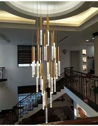 Luxury led chandelier for staircase long modern crystal lamp living room large cristal light fixture home decor indoor lighting