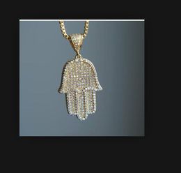 High quality hip-hop bling box chain 24 inches for women and men, golden silver smoothie Hamsa hand pendant necklace, birthday gift