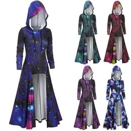 RICORIT Fashion Hooded Starry Galaxy Autumn Winter Cape Women Maxi Long Sleeve Dress Clothes Gothic Punk With Plus Size 201008