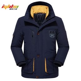Men's Winter Fleece Thick Jacket 2 in 1 Warm Coat Outwear Cotton Liner Removable Down Parka Waterproof Windbreaker Plus Size 6XL 201114
