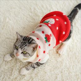 Pet clothes Puppy cat clothes anti-hair fall/winter warm and breathable strawberry sweater Pet supplies GD1047