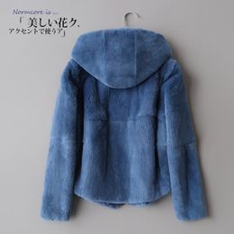 l'intera pelle Rex vera pelliccia cappotto capispalla invernale da donna cappotti corti versione coreana Slim con cappuccio 201103