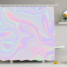 Shower Curtain Set with Hooks 72x78 Holographic Abstract Modern Gradient Hologram Template Pastel in 90 Vibrant Neon Colour