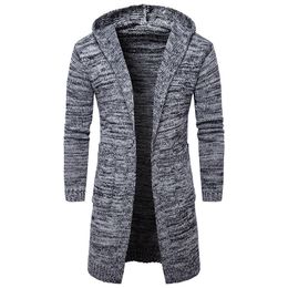 Cardigan Sweaters Casual Long Coat Autumn Hooded Knitted Sweaters Sweatercoats Male Embroidery Cardigan New Fashion Mens Y1 201119