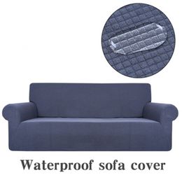 Universal Waterproof Sofa Cover Solid Colour Thick Fleece Couch Cover Elastic All-inclusive Sectional Slipcover for Living Room 201119