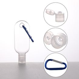 Portable 30ml 50ml 60ml Empty Petg Plastic Clear Hand Sanitizer Gel Alcohol Bottle with Carabiner Refillable Liquid Dispenser Bottle Freship