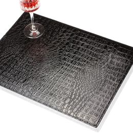Placemat European Style PU Leather Crocodile Pattern Table Mat Insulation Pad Mat Decorative Coffee Coasters Kitchen Tool